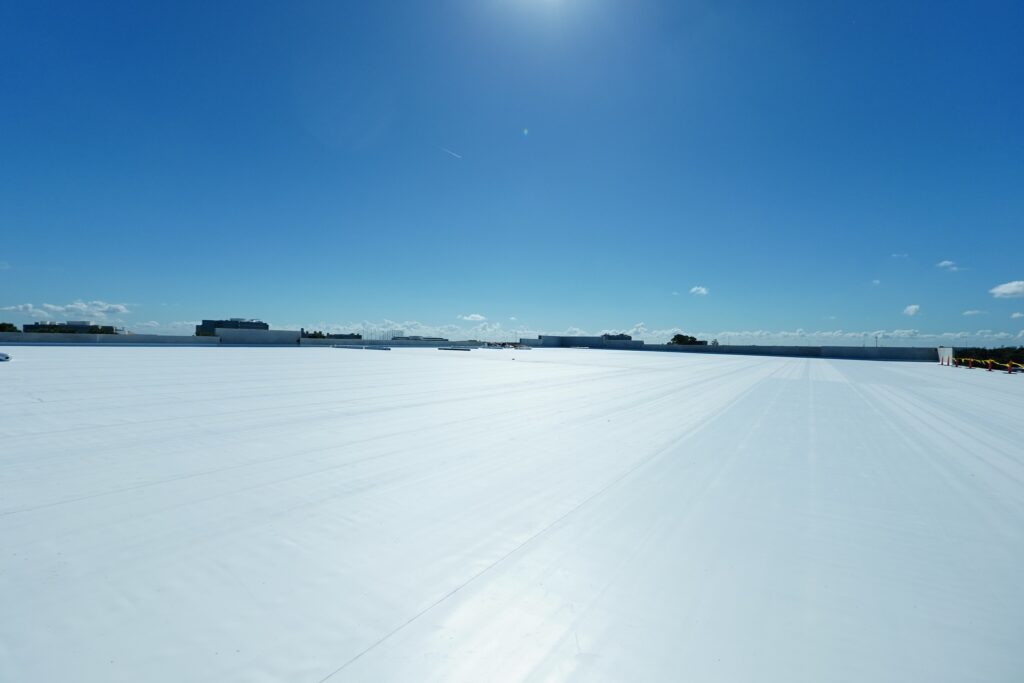 Cleaned roof of a commercial building